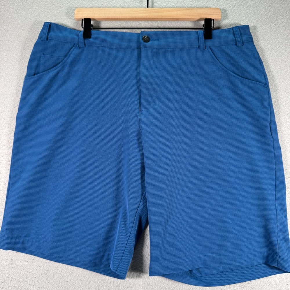 Adidas‎ Chino Shorts Mens 38 Blue Check Lightweight Sportswear Golf Active 11"